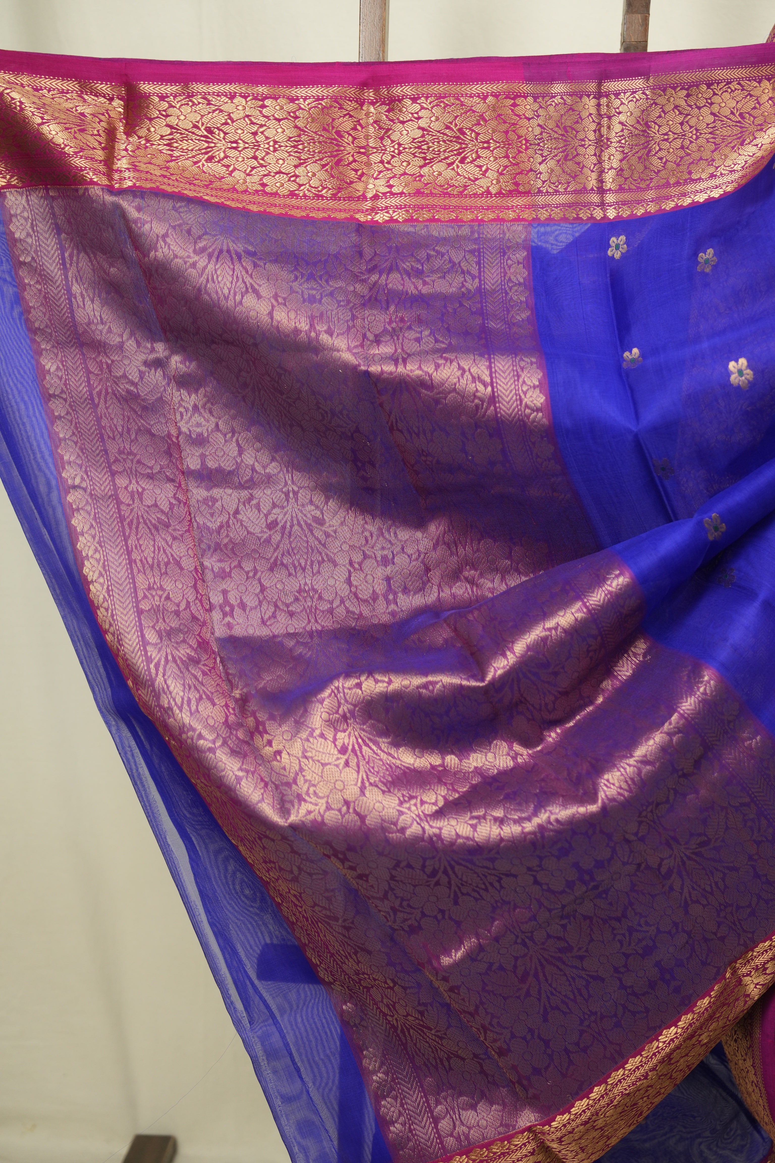 Royal Blue Chanderi Tissue Silk Saree - SRRBCTS376