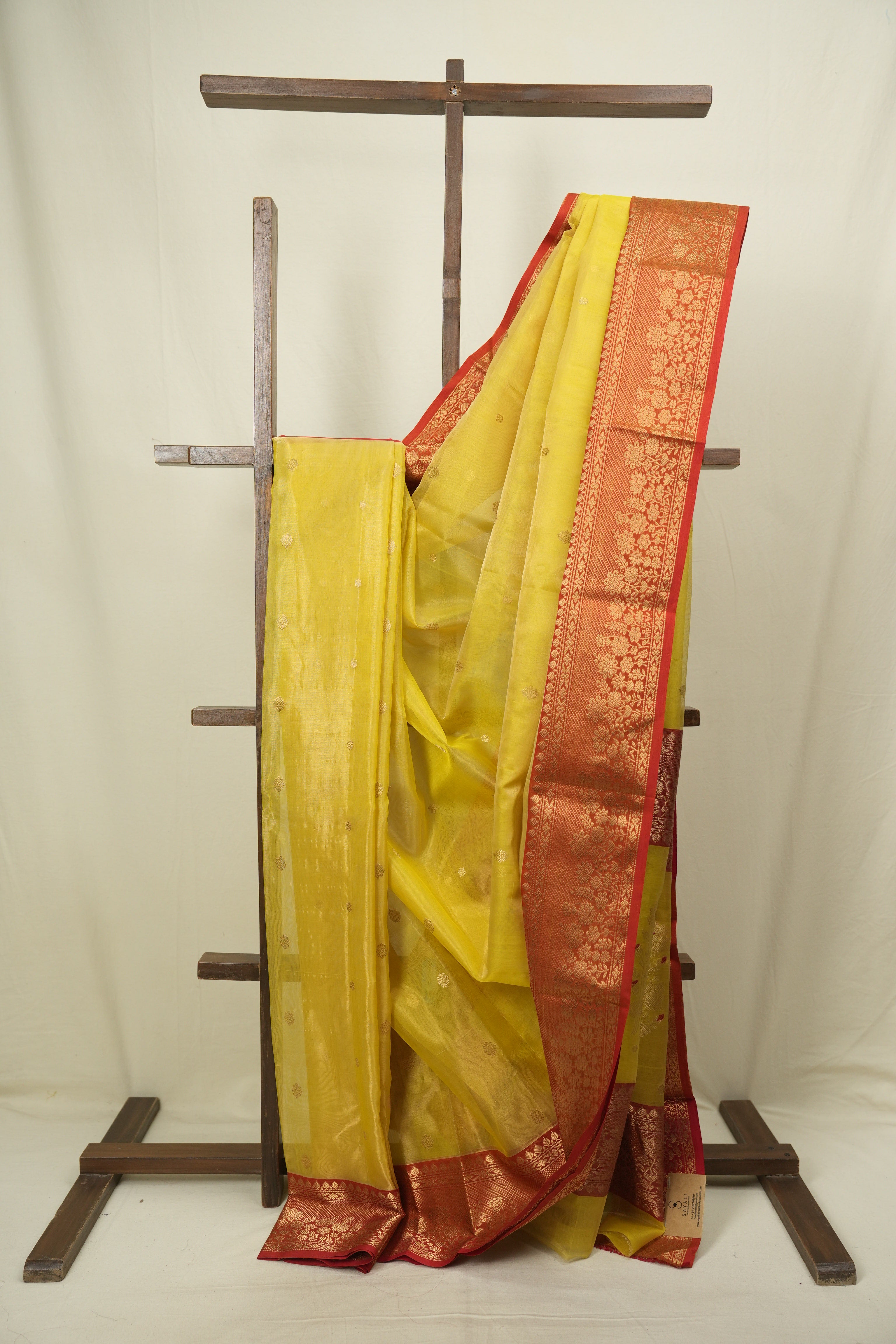 Lemon Yellow Chanderi Tissue Silk Saree - SRLYCTSS378