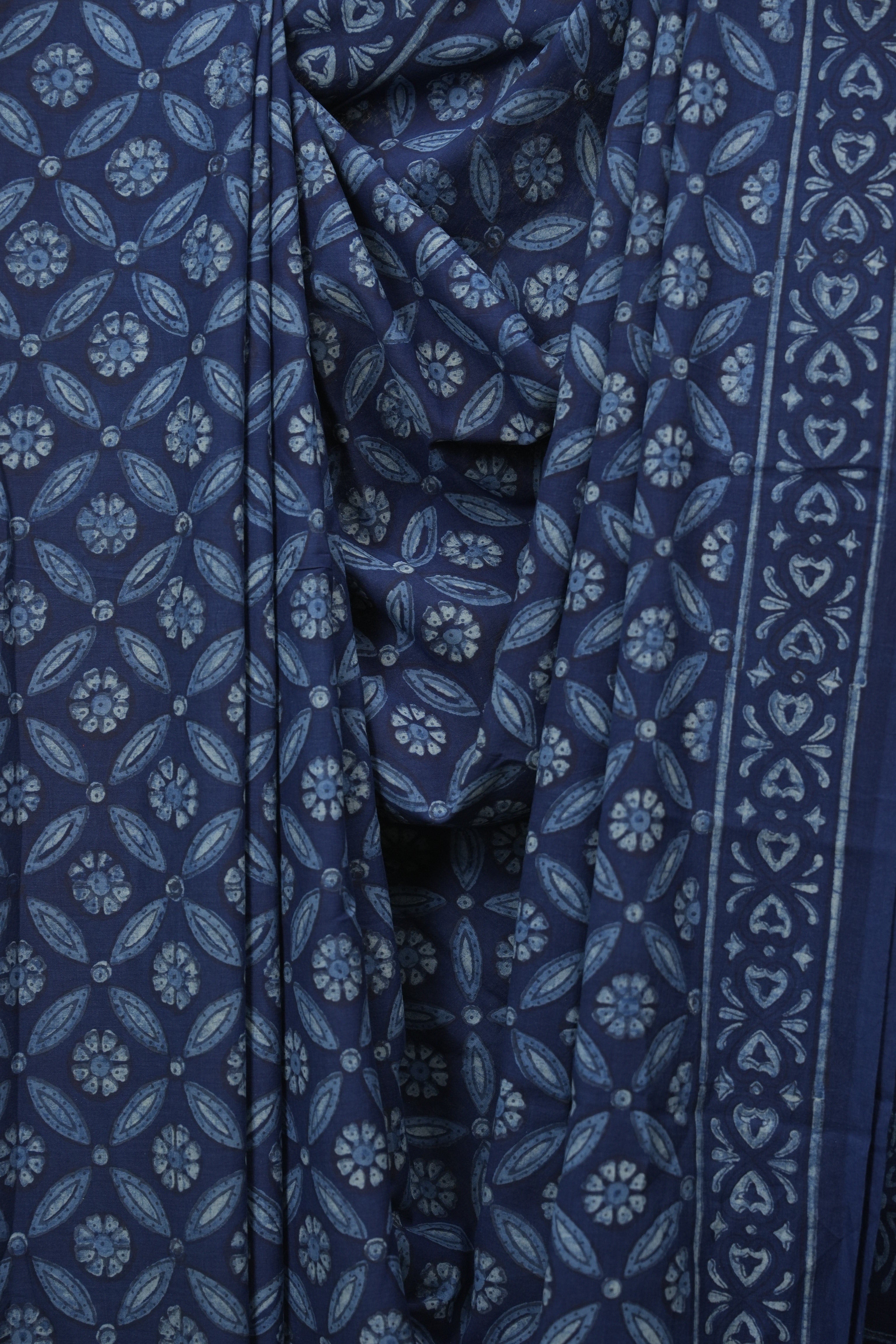 Indigo HBP Cotton Saree - SRICS3614
