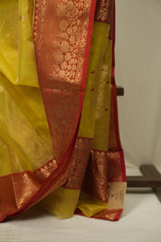 Lemon Yellow Chanderi Tissue Silk Saree - SRLYCTSS378