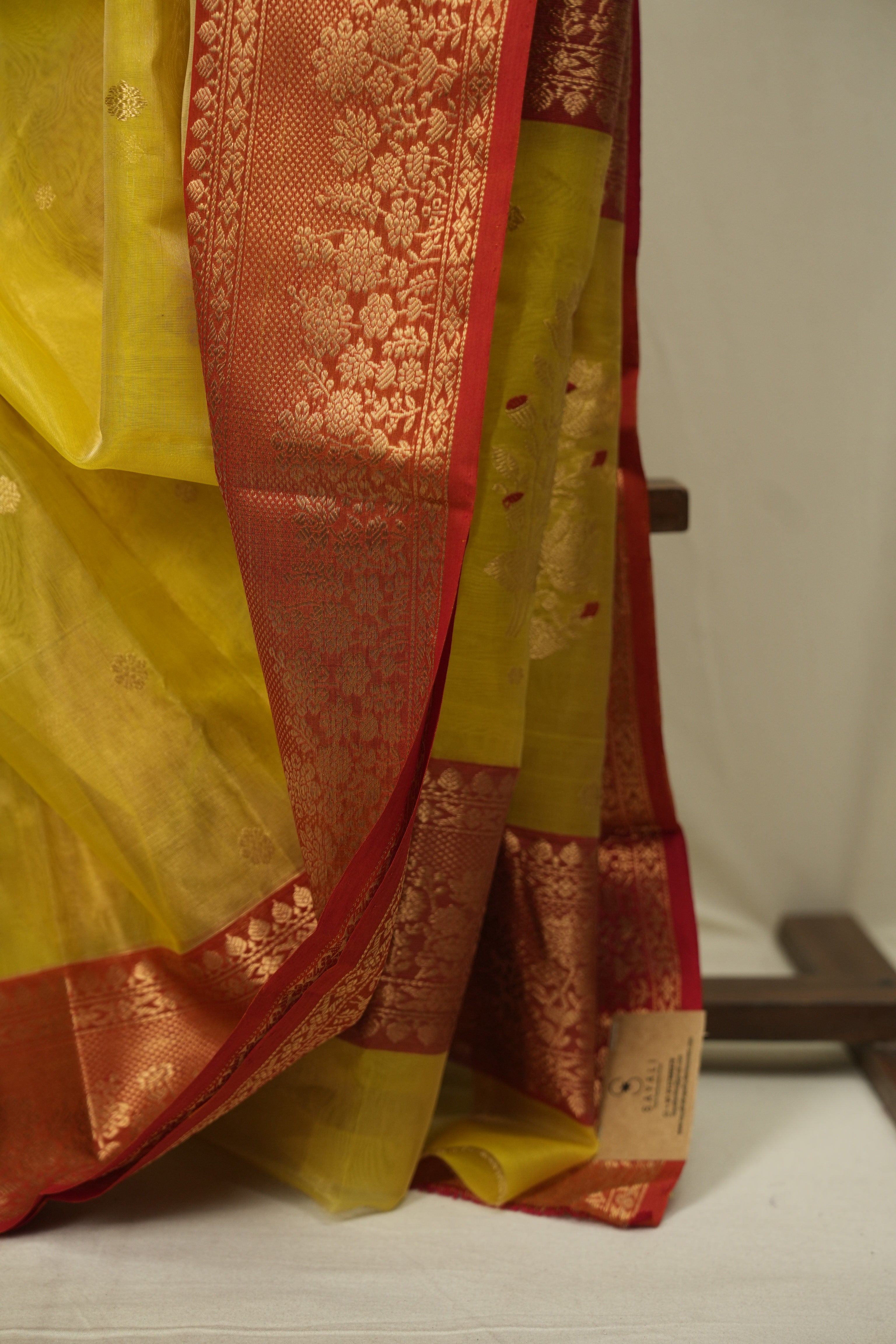 Lemon Yellow Chanderi Tissue Silk Saree - SRLYCTSS378