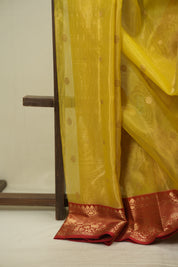 Lemon Yellow Chanderi Tissue Silk Saree - SRLYCTSS378