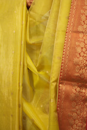 Lemon Yellow Chanderi Tissue Silk Saree - SRLYCTSS378