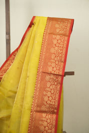 Lemon Yellow Chanderi Tissue Silk Saree - SRLYCTSS378