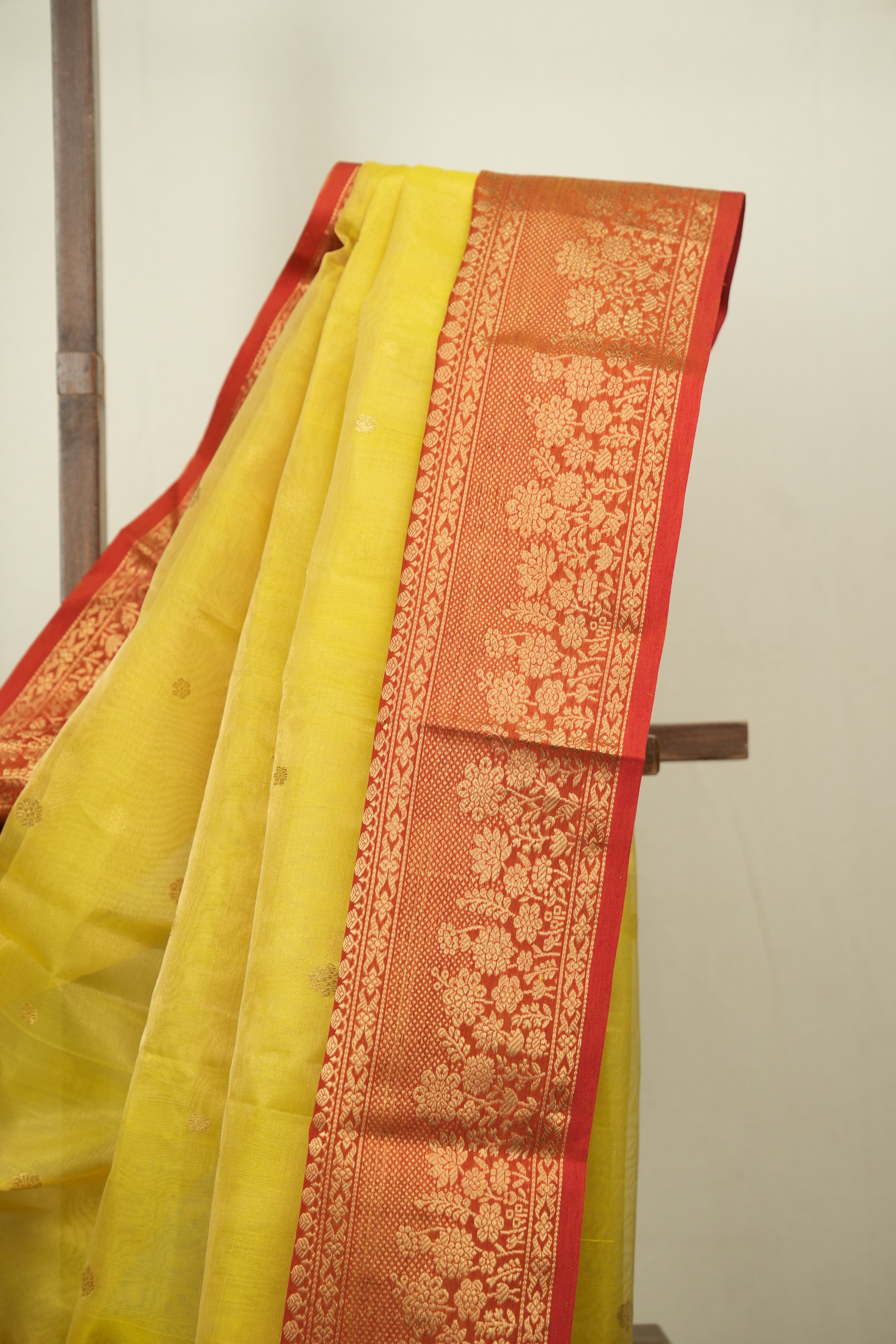 Lemon Yellow Chanderi Tissue Silk Saree - SRLYCTSS378