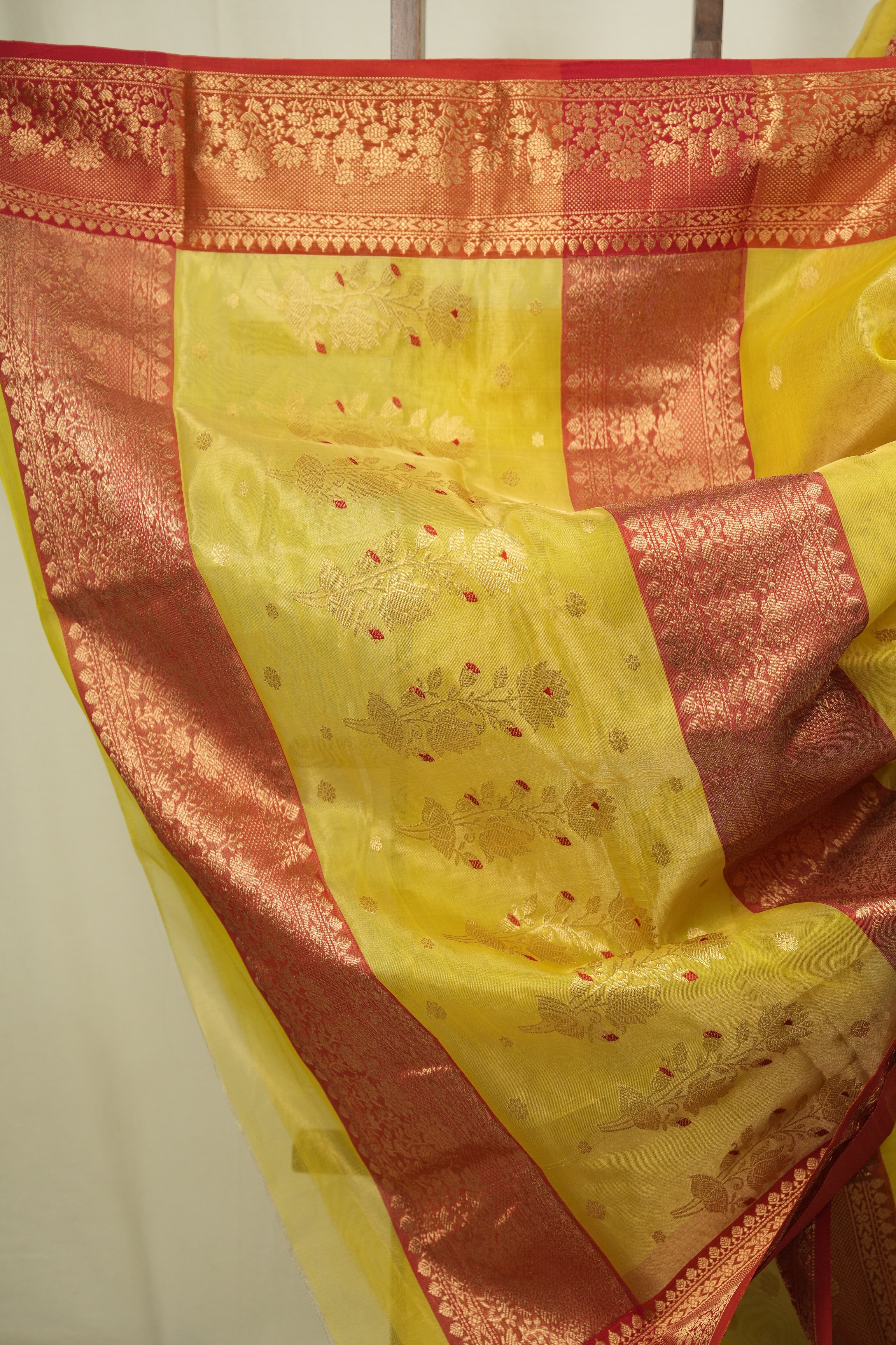 Lemon Yellow Chanderi Tissue Silk Saree - SRLYCTSS378