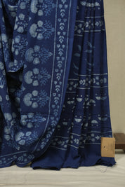 Indigo HBP Cotton Saree - SRICS3613
