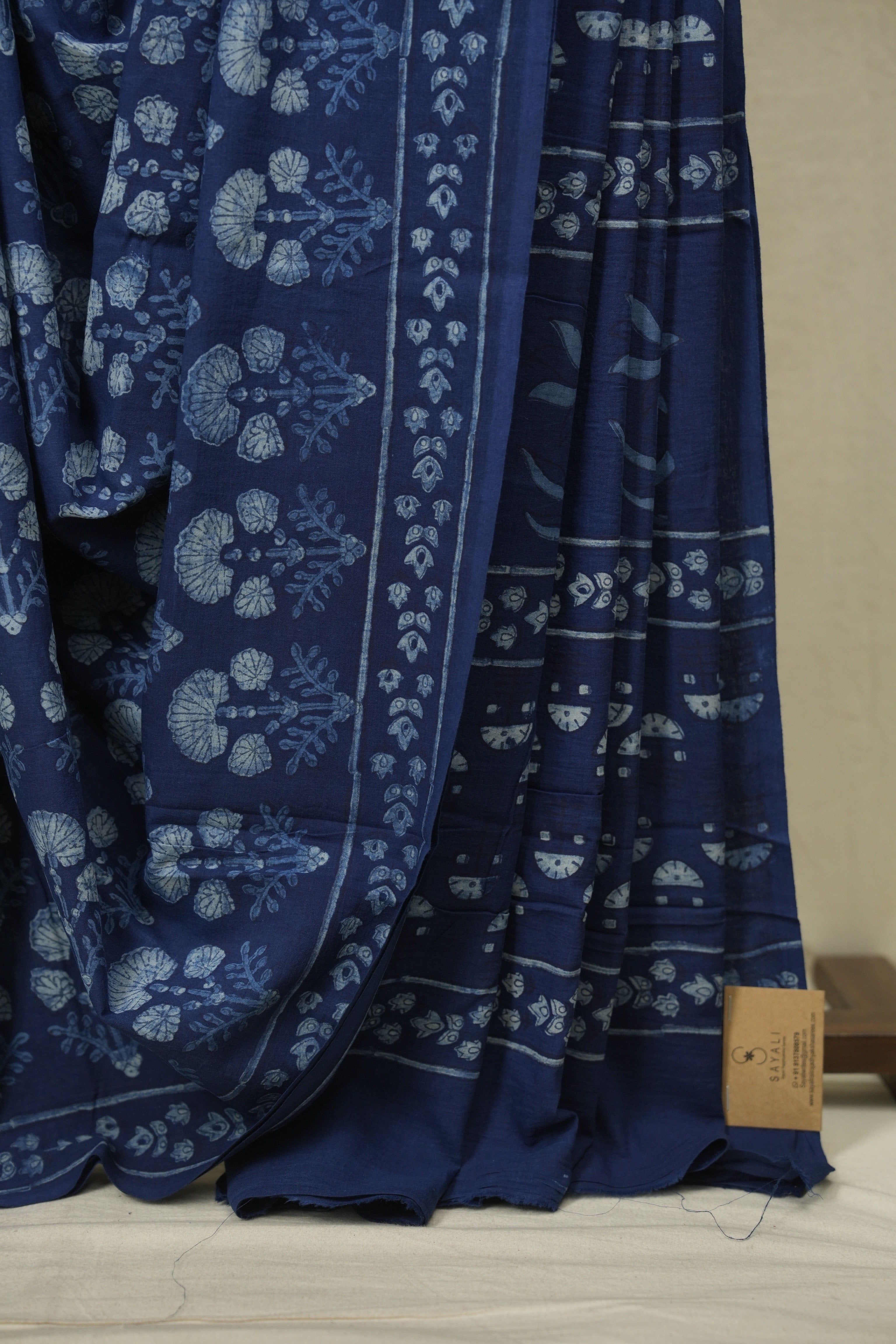 Indigo HBP Cotton Saree - SRICS3613