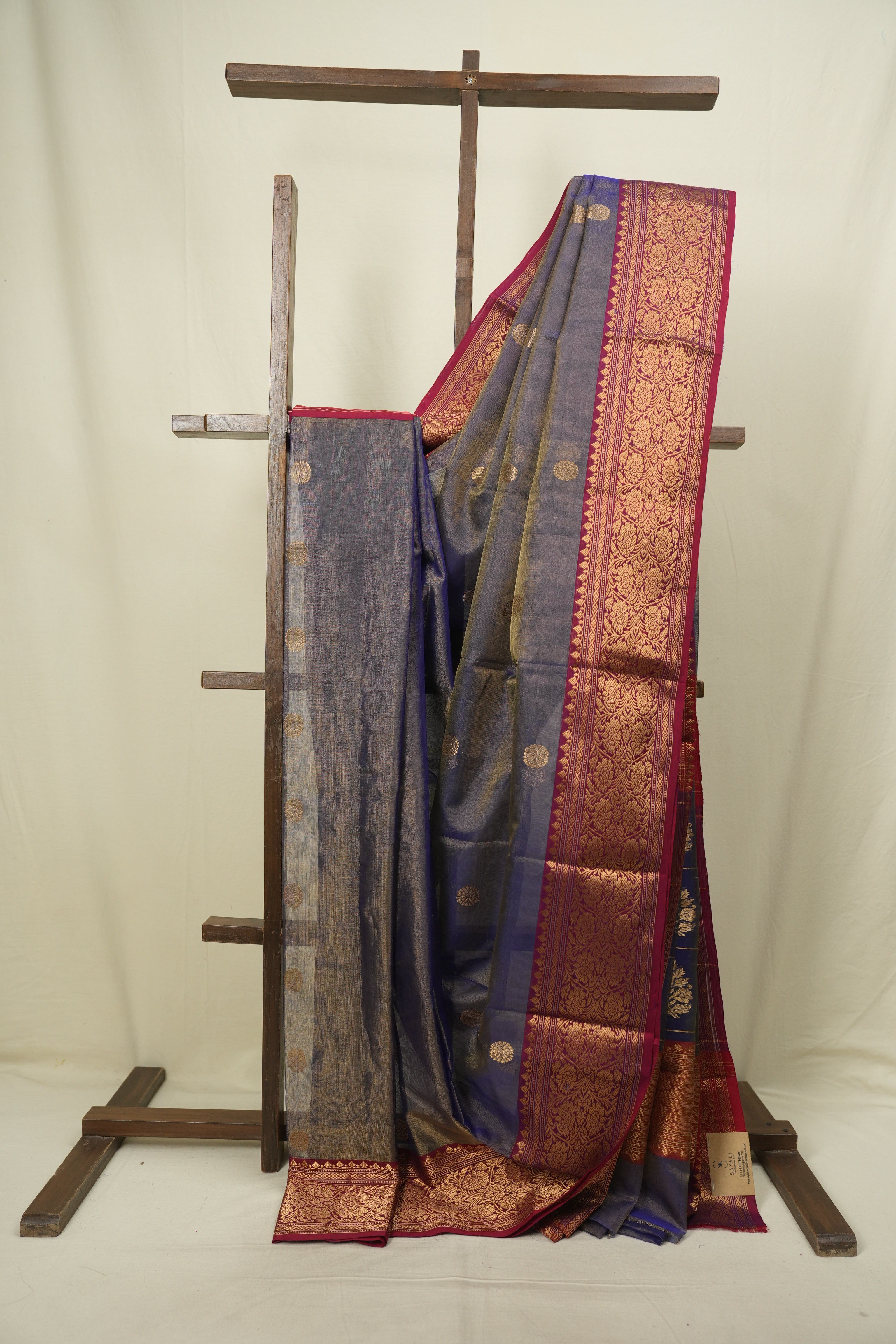 Two Tone Blue Chanderi Tissue Silk Saree - SRTTBCTS380