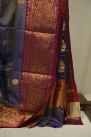 Two Tone Blue Chanderi Tissue Silk Saree - SRTTBCTS380