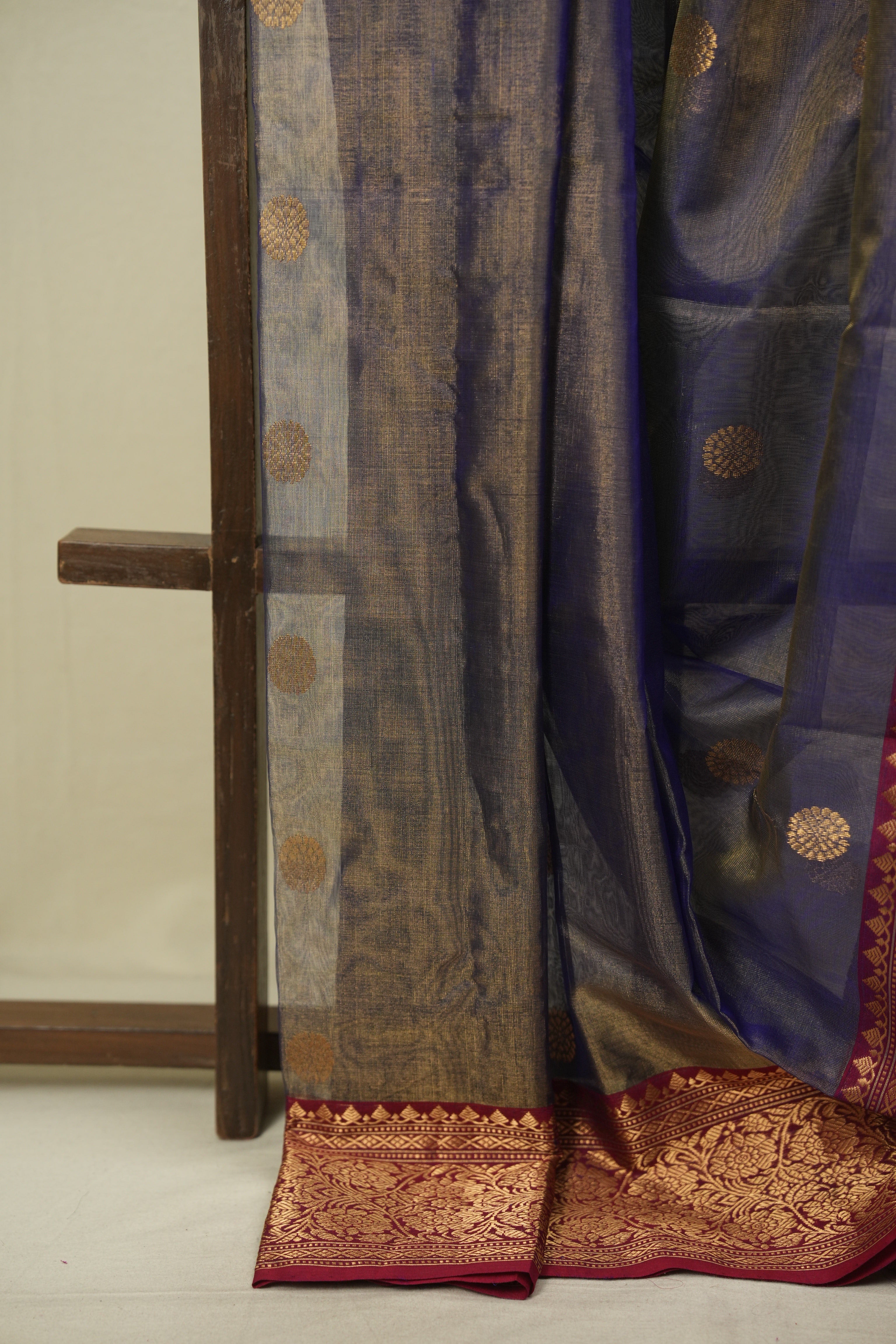 Two Tone Blue Chanderi Tissue Silk Saree - SRTTBCTS380