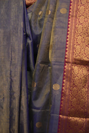 Two Tone Blue Chanderi Tissue Silk Saree - SRTTBCTS380