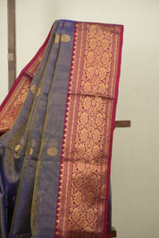 Two Tone Blue Chanderi Tissue Silk Saree - SRTTBCTS380