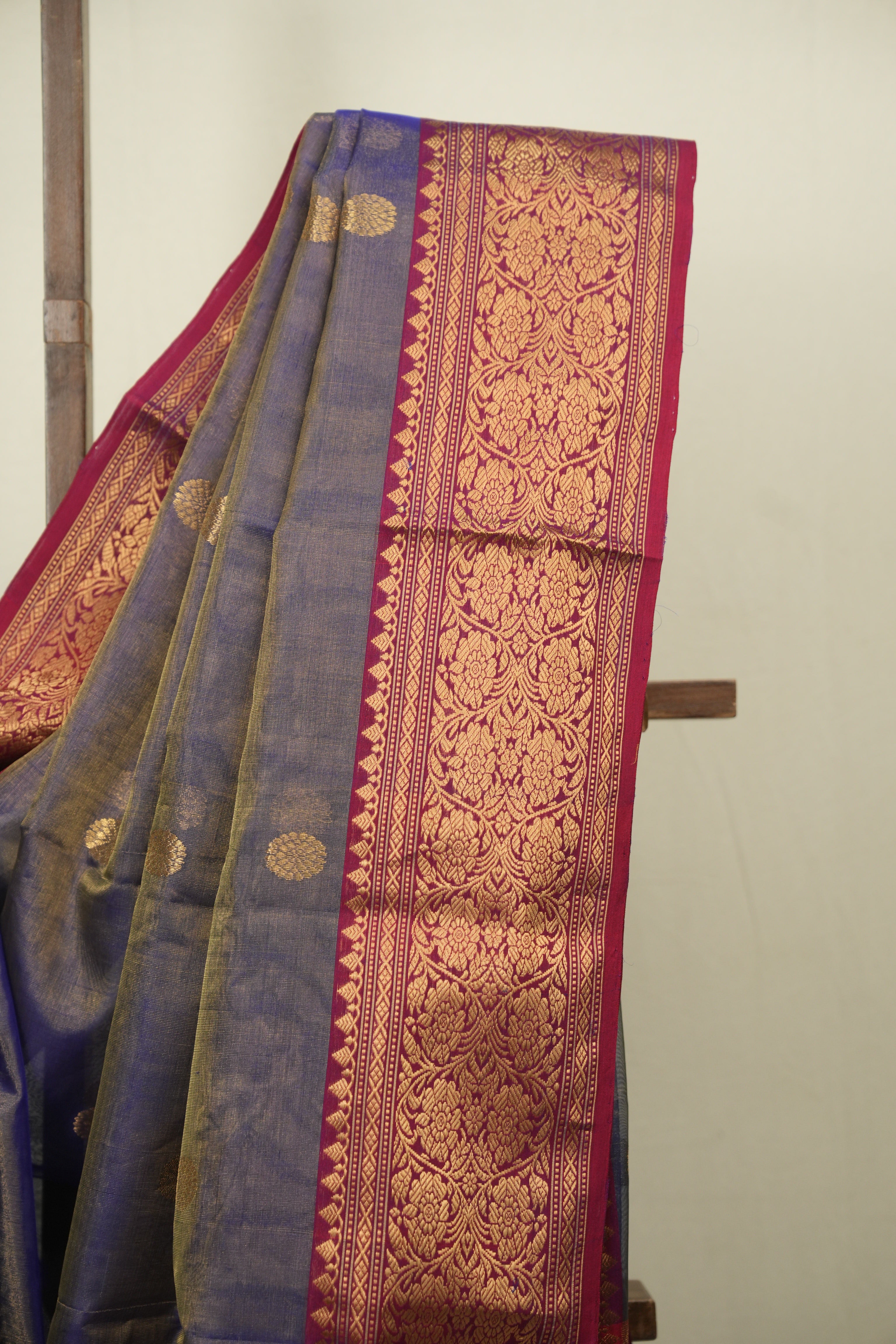 Two Tone Blue Chanderi Tissue Silk Saree - SRTTBCTS380
