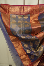 Two Tone Blue Chanderi Tissue Silk Saree - SRTTBCTS380