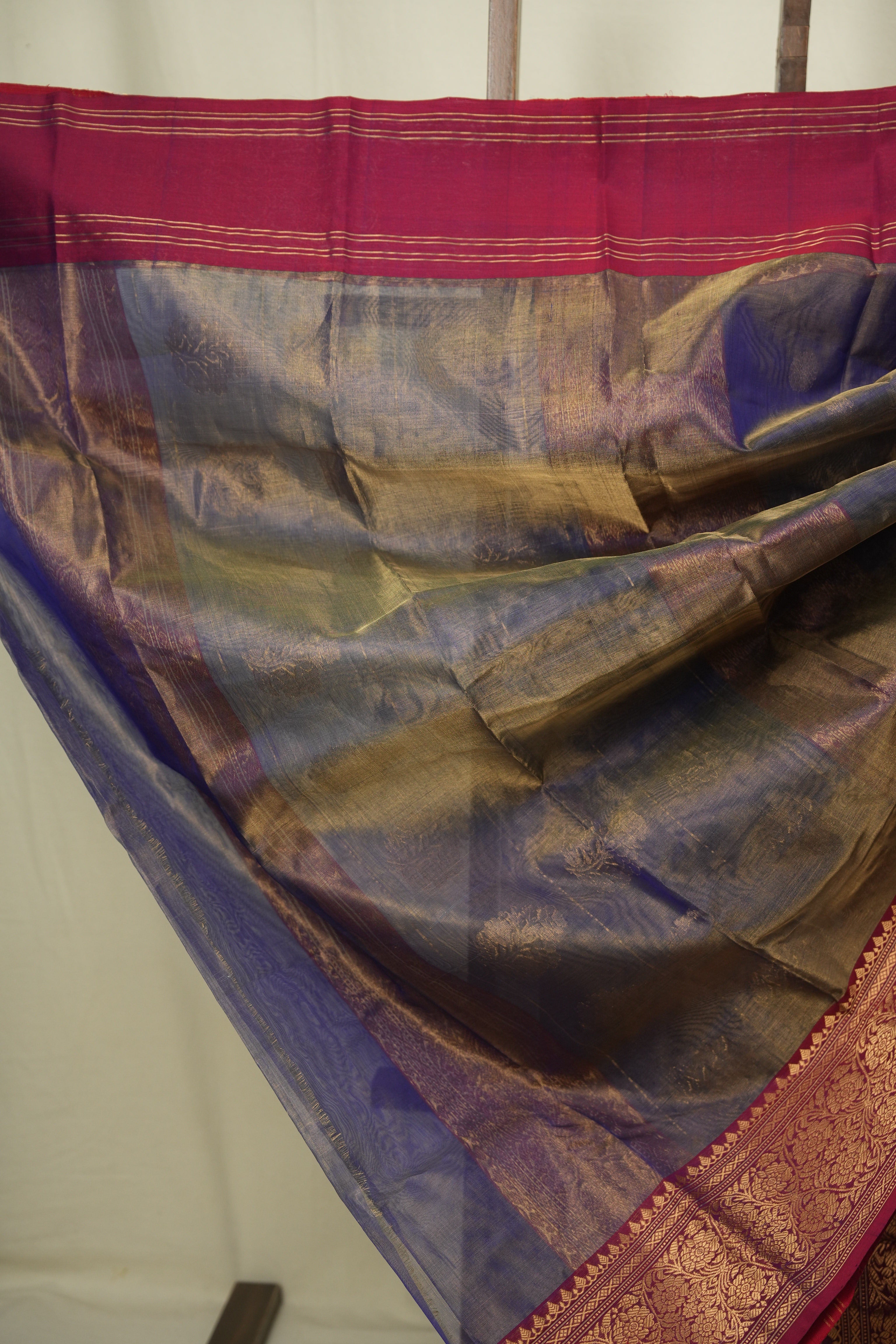 Two Tone Blue Chanderi Tissue Silk Saree - SRTTBCTS380