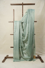 Pista Green Silver Tissue Tussar Silk Saree - SRPGSTTSS591