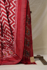 Kum Kum Red Pochampalli Silk Ikat Saree - SRKKRPSIS282