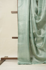 Pista Green Silver Tissue Tussar Silk Saree - SRPGSTTSS591