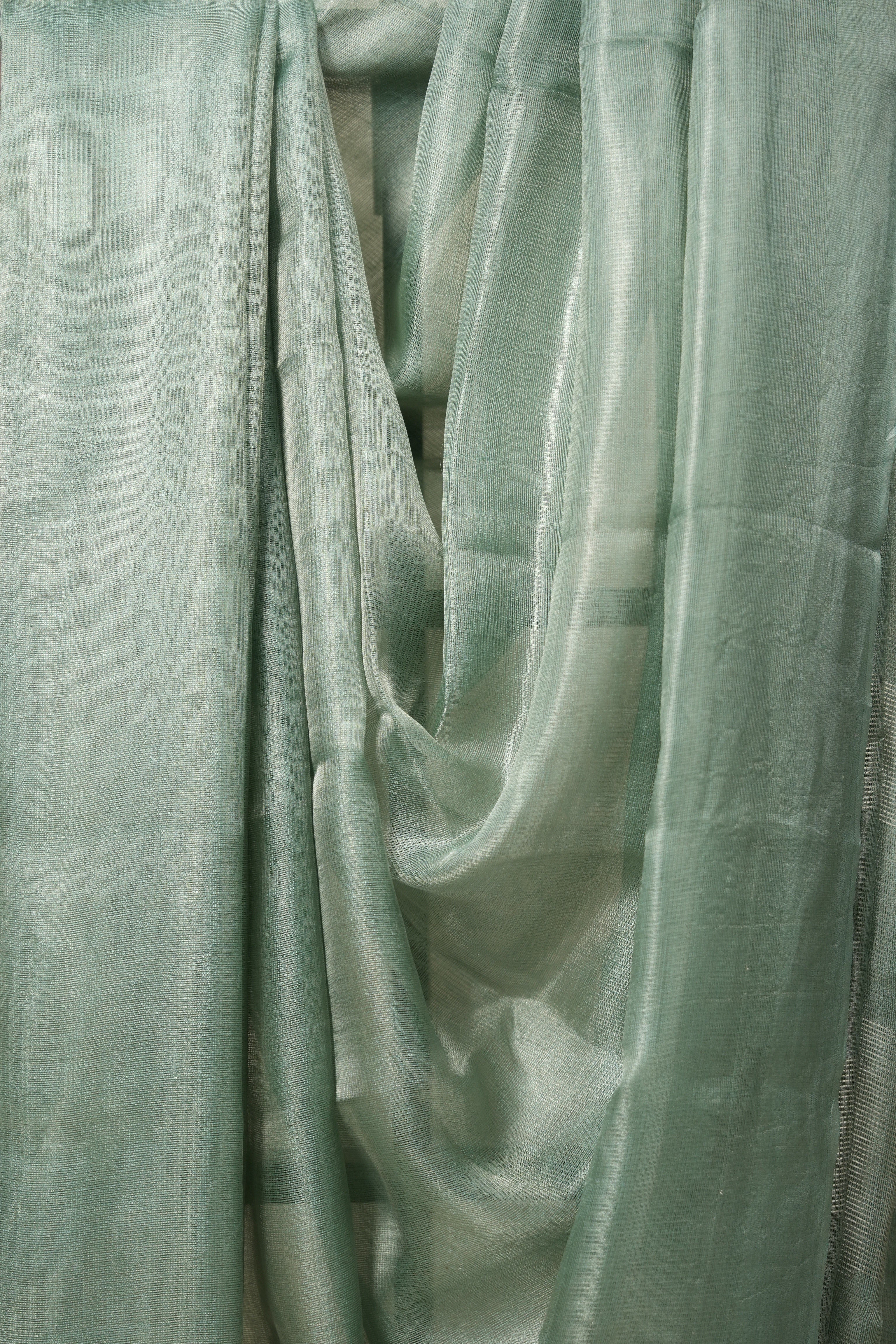 Pista Green Silver Tissue Tussar Silk Saree - SRPGSTTSS591