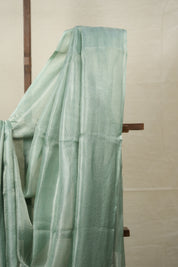 Pista Green Silver Tissue Tussar Silk Saree - SRPGSTTSS591