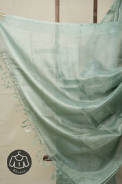 Pista Green Silver Tissue Tussar Silk Saree - SRPGSTTSS591
