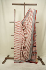 Cream HBP Cotton Saree - SRCCS3687