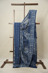 Indigo Blue HBP Cotton Saree - SRIBCS2893