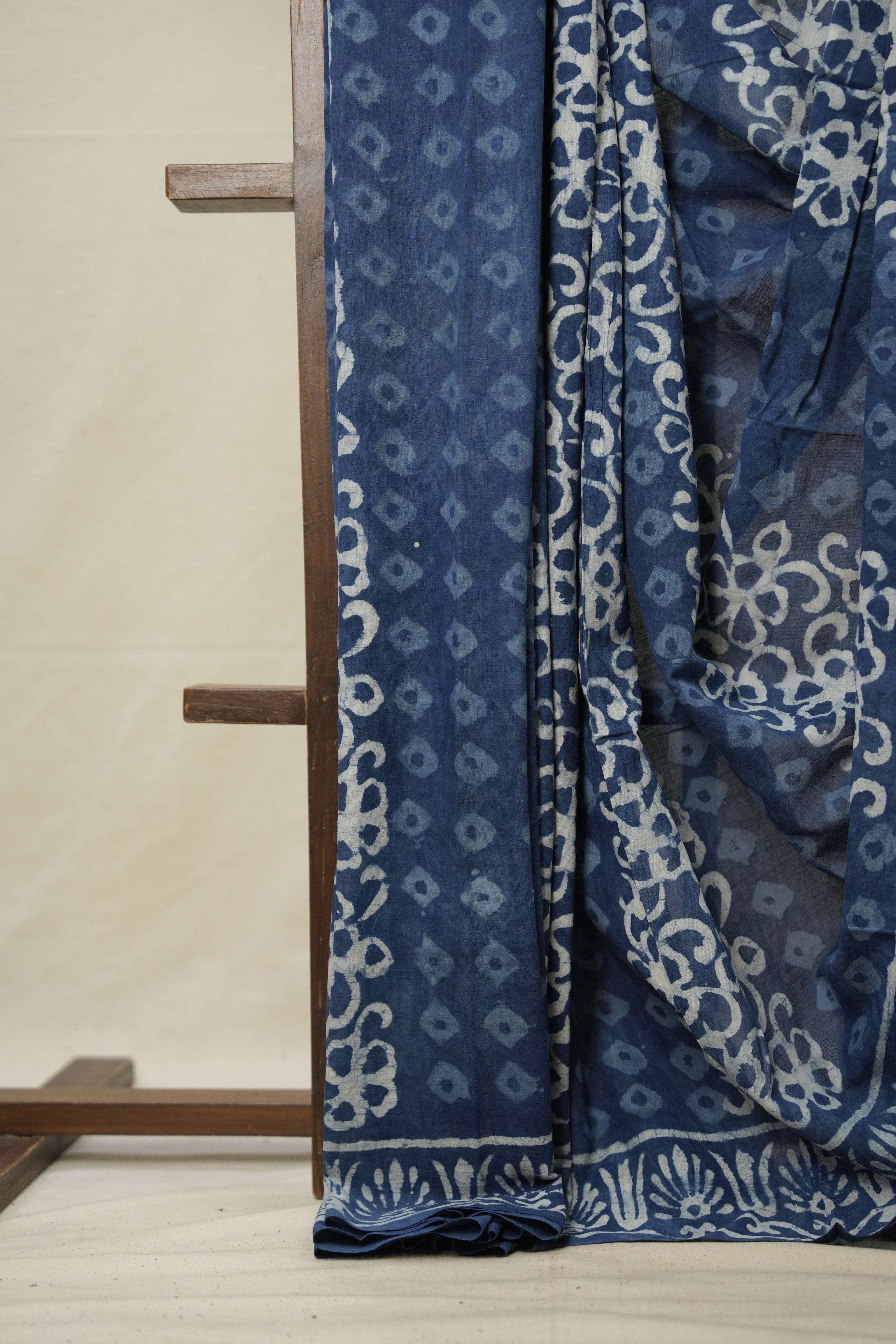 Indigo Blue HBP Cotton Saree - SRIBCS2893