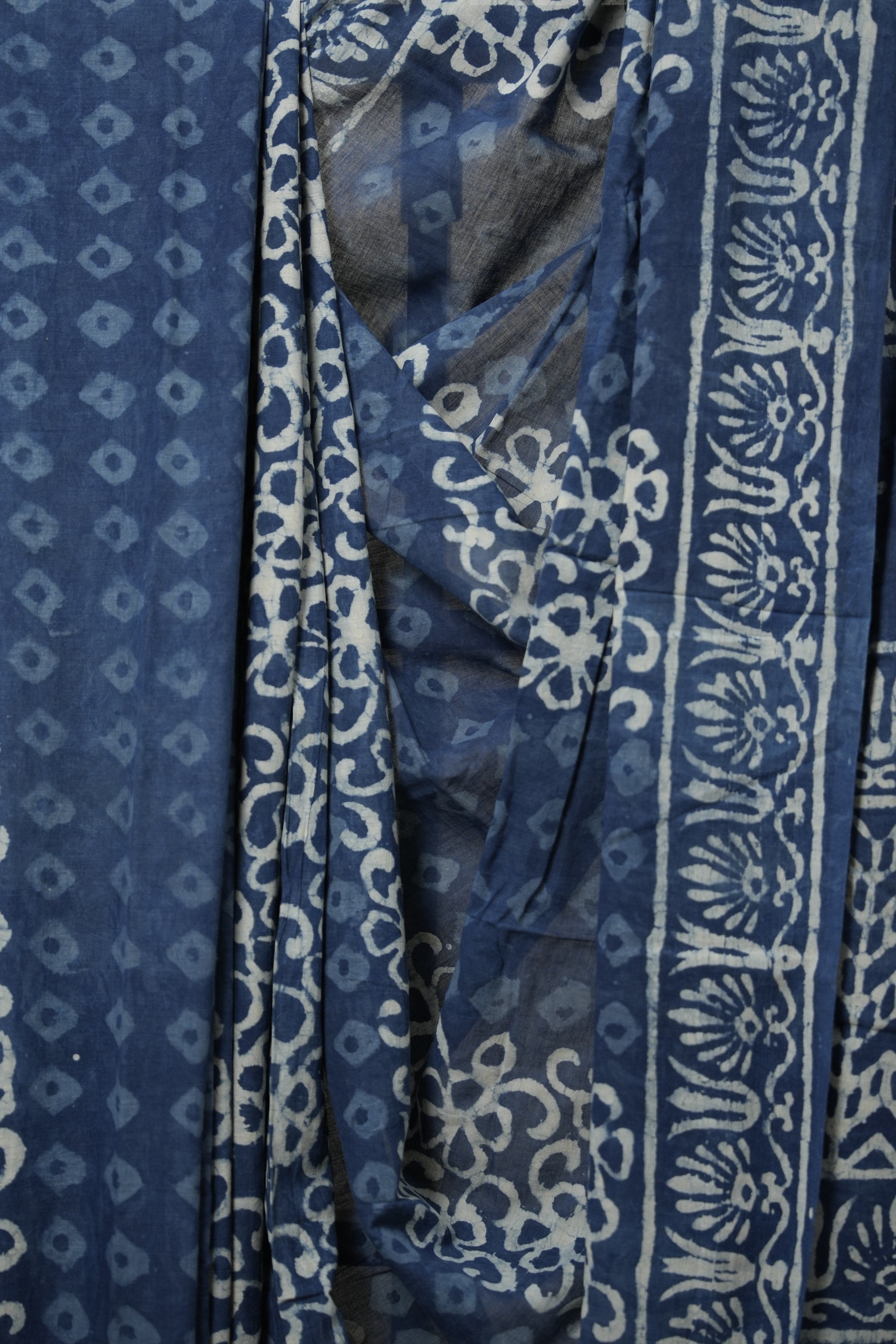 Indigo Blue HBP Cotton Saree - SRIBCS2893