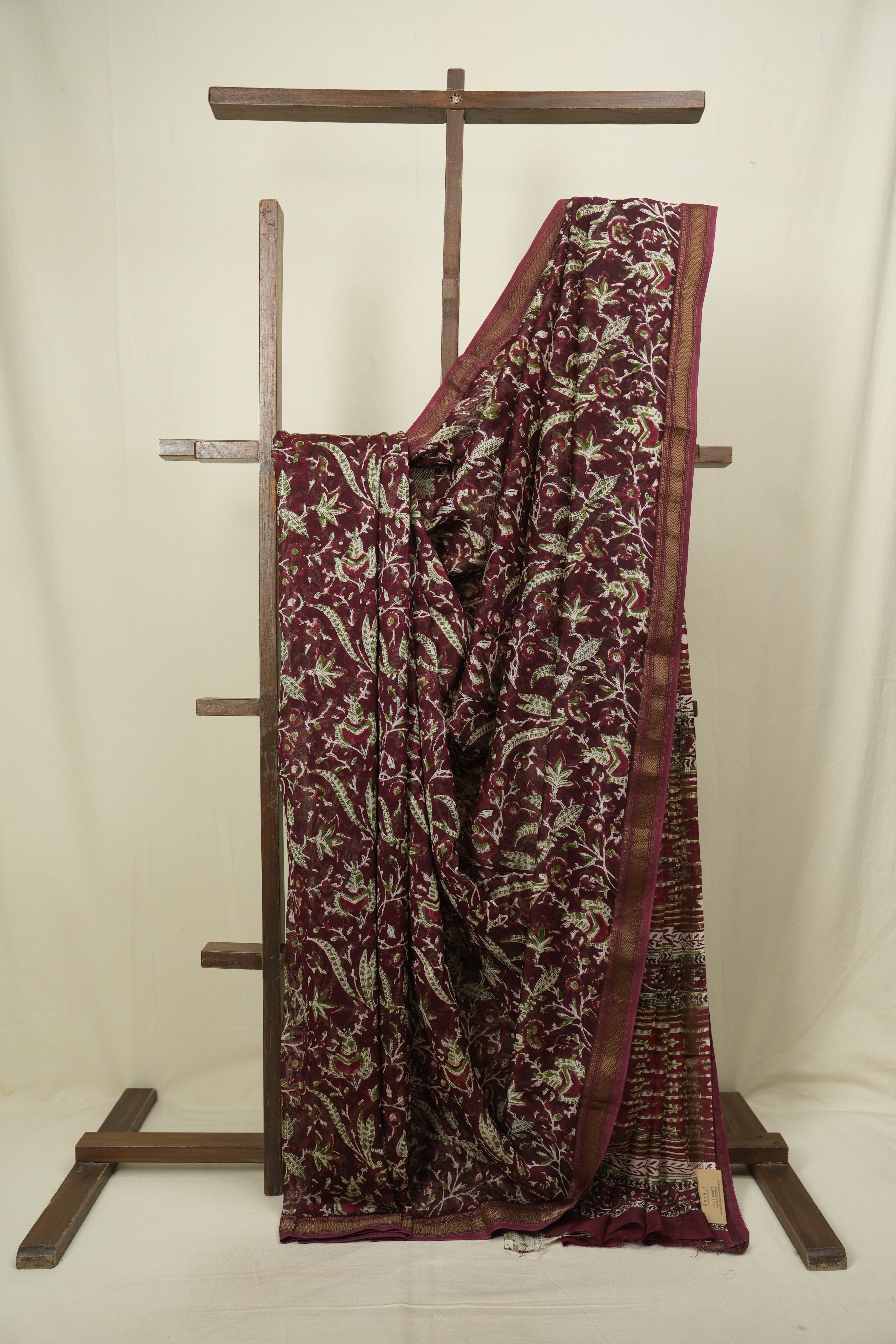 Maroon HBP Cotton Silk Saree With Chanderi Border - SRMCSS1739