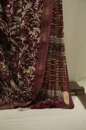 Maroon HBP Cotton Silk Saree With Chanderi Border - SRMCSS1739
