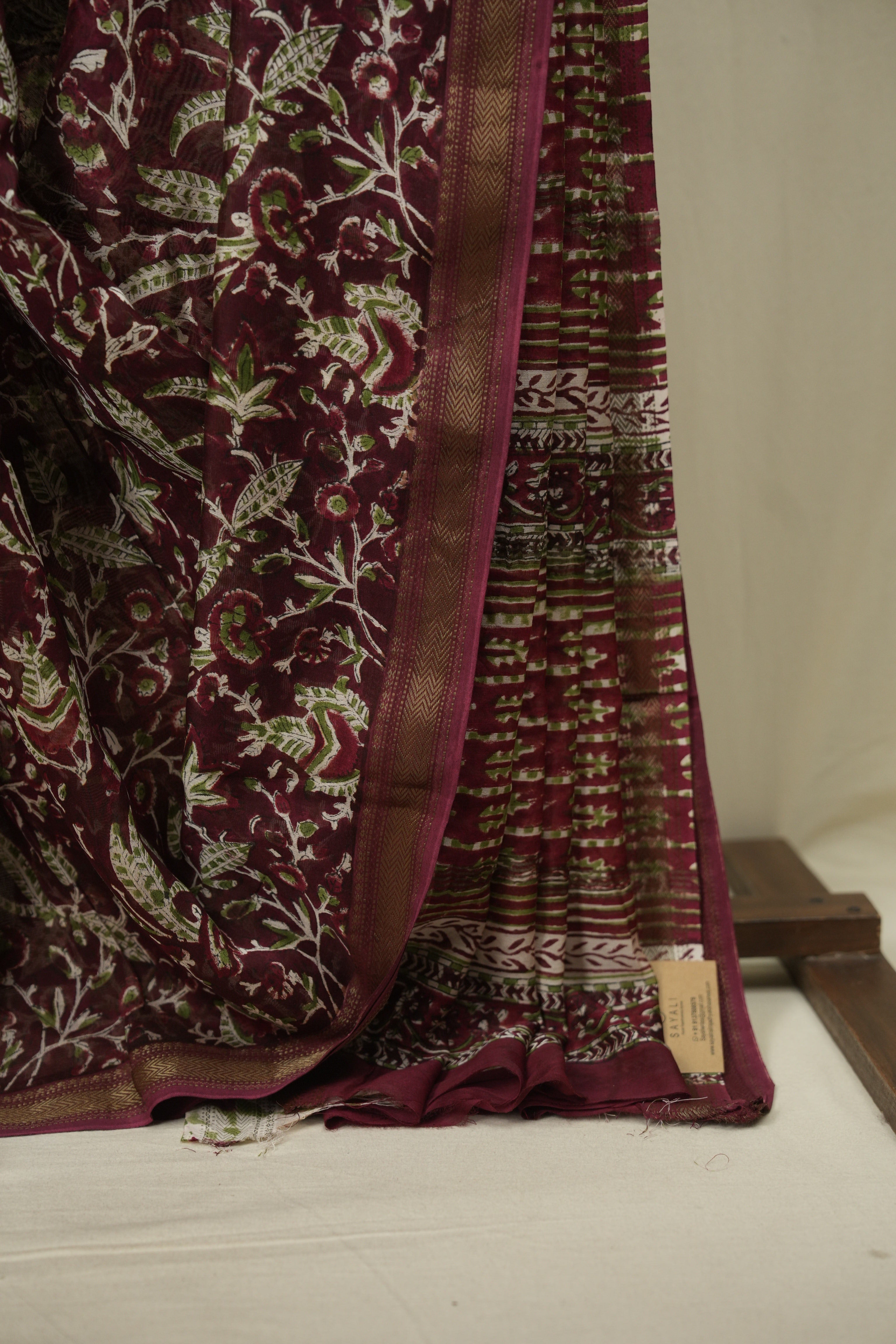 Maroon HBP Cotton Silk Saree With Chanderi Border - SRMCSS1739