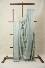 Aqua Silver Tissue Tussar Silk Saree - SRASTTSS592