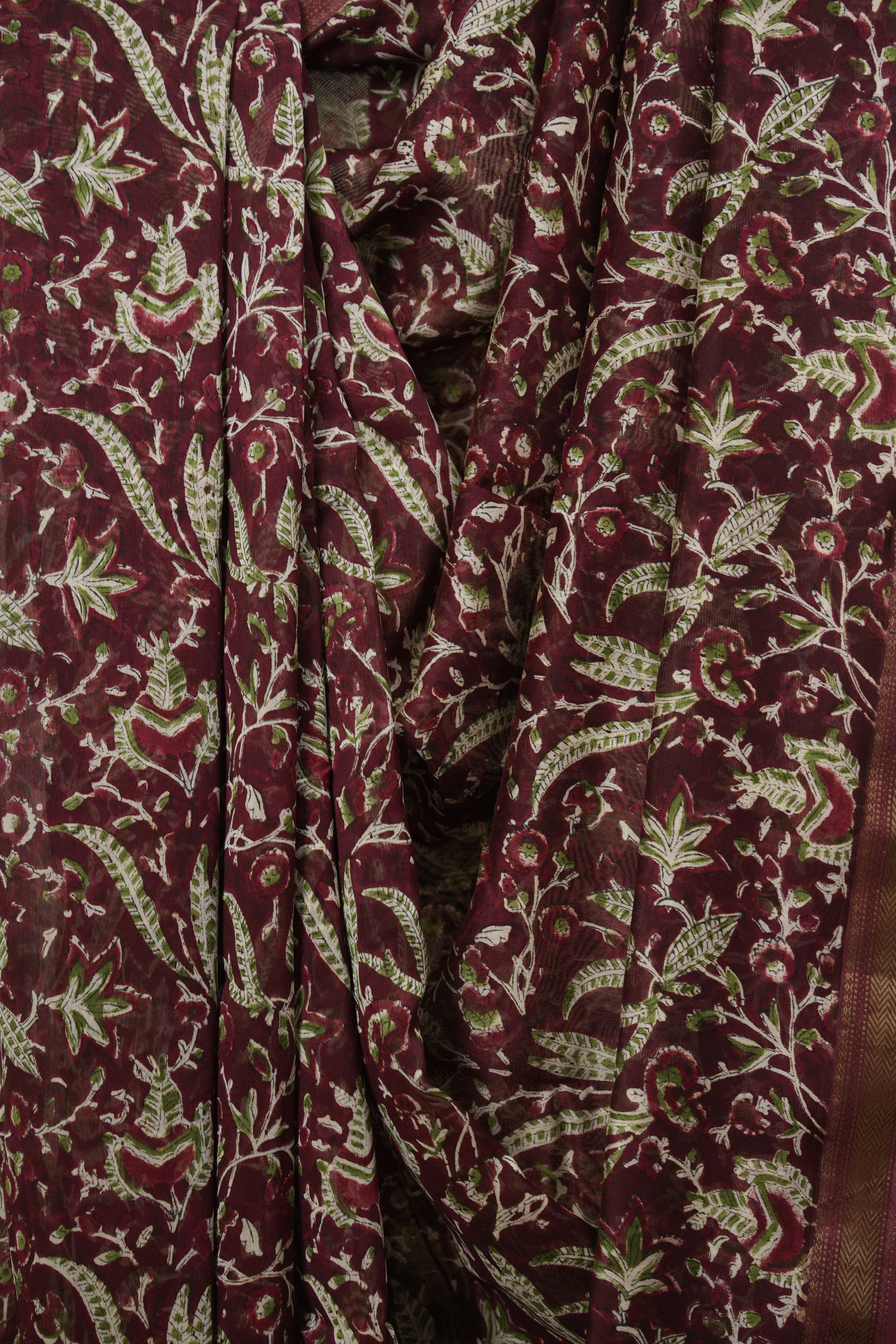 Maroon HBP Cotton Silk Saree With Chanderi Border - SRMCSS1739