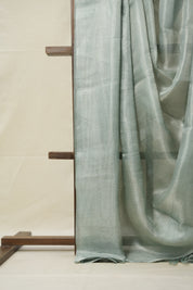 Aqua Silver Tissue Tussar Silk Saree - SRASTTSS592