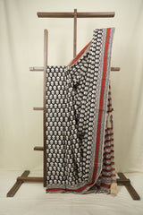 Black HBP Cotton Saree - SRBCS3681