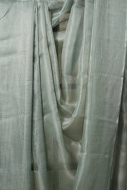 Aqua Silver Tissue Tussar Silk Saree - SRASTTSS592