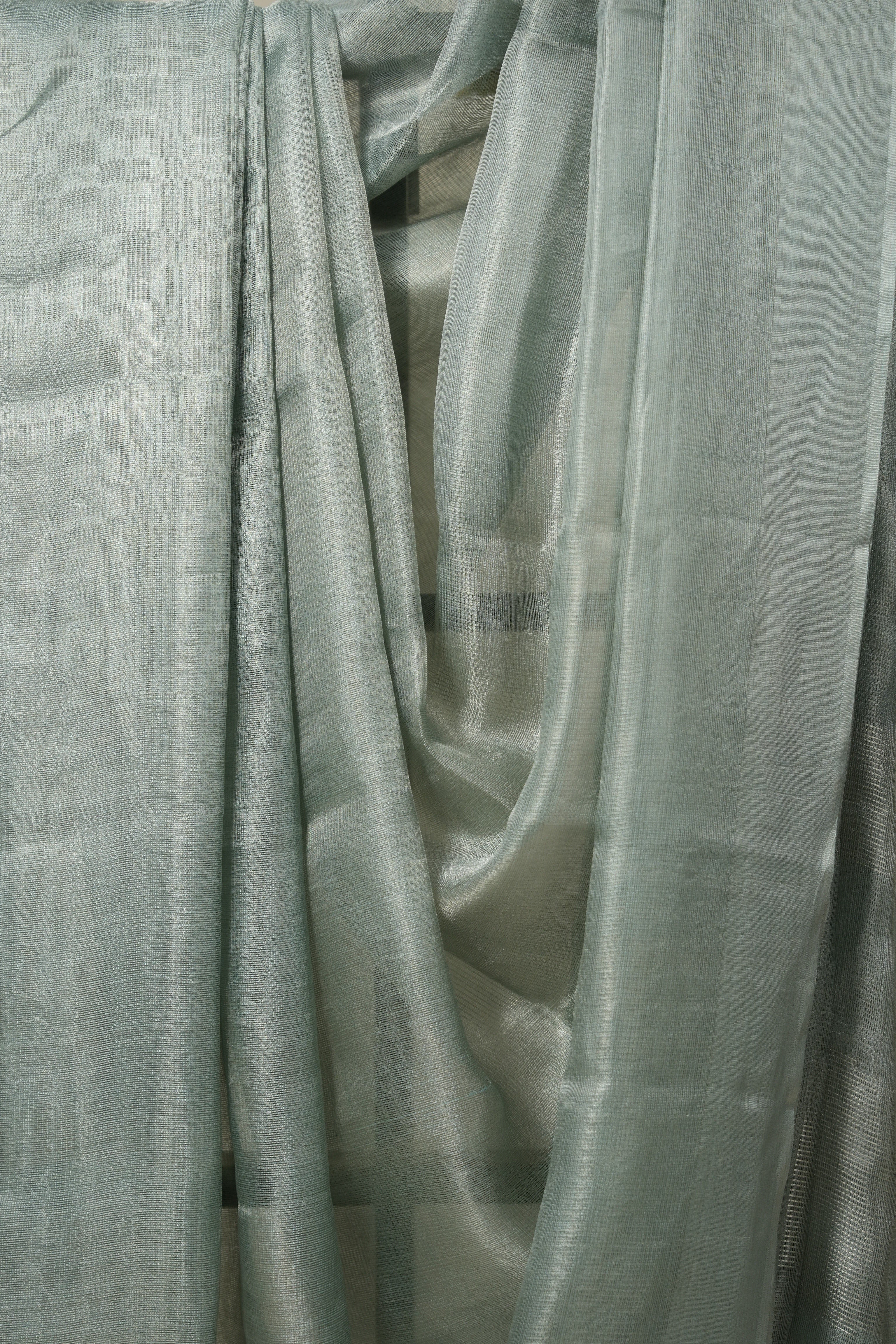 Aqua Silver Tissue Tussar Silk Saree - SRASTTSS592