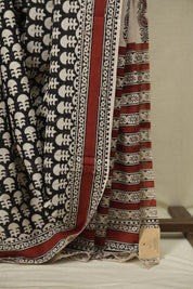 Black HBP Cotton Saree - SRBCS3681