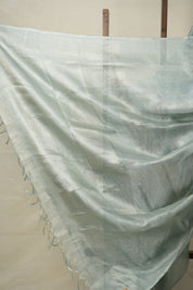 Aqua Silver Tissue Tussar Silk Saree - SRASTTSS592