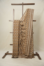 Light Brown HBP Cotton Saree - SRLBCS2898