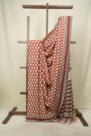 Red HBP Cotton Saree - SRRCS3688