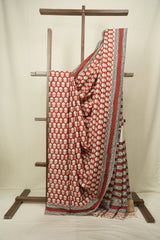 Red HBP Cotton Saree - SRRCS3688