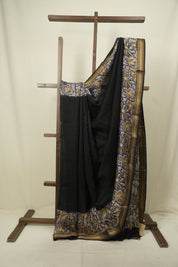Black HBP Cotton Silk Saree With Chanderi Border - SRBCSS1740