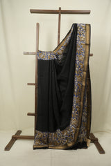 Black HBP Cotton Silk Saree With Chanderi Border - SRBCSS1740