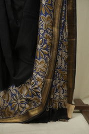 Black HBP Cotton Silk Saree With Chanderi Border - SRBCSS1740