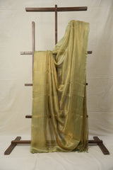 Mint Gold Tissue Tussar Silk Saree - SRMGTTSS588