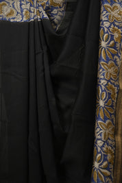 Black HBP Cotton Silk Saree With Chanderi Border - SRBCSS1740