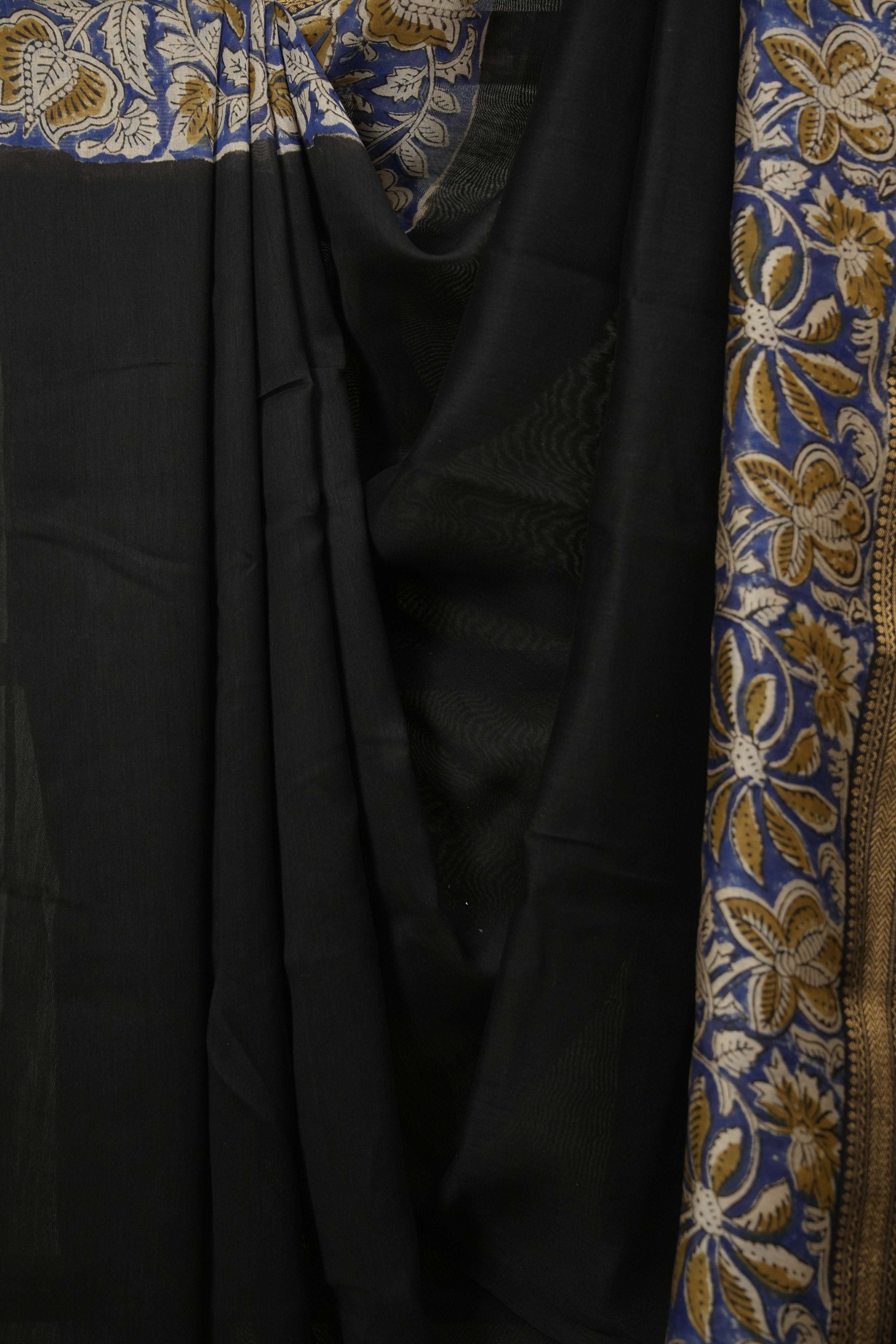 Black HBP Cotton Silk Saree With Chanderi Border - SRBCSS1740